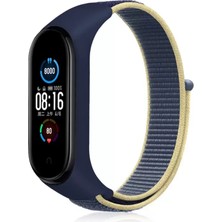Uravas Store Xiaomi Mi Band 4 Hasırlı Cırtcırtlı Kordon - Sarı-Lacivert
