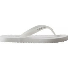 Calvin Klein Erkek Logo Imzalı Rahat Düz Tabanlı Parmak Arası Beyaz Terlik HM0HM02105-YBR