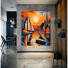 Hengam Sayılarla Boyama Kasnaklı Tablo Seti. Fırça Boya Dahil 40X50CM *sürealizm-1*