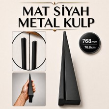 Badem10 Düz Mat Siyah Mobilya Kulp 768 mm 76.8 cm Uzun Çekmece Dolap Kapak Kulpu Modern Metal Tasarım
