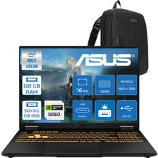 Asus Tuf Gaming F16 FX608JMI Intel® Core™ I7 14650HX 128GB Ddr5 512GB SSD+512GB SSD 8GB/RTX5060 115W 16-Inch Fhd+ 1920 x 1200, 144Hz IPS-SRGB:100% Freedos Gaming Laptop WTU403F50+ZETTAÇANTA