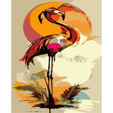 Hengam Sayılarla Boyama Kasnaklı Tablo Seti. Fırça Boya Dahil 40X50CM *sanatsal Flamingo*