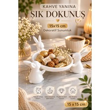 Morbella Tavşan Figürlü Dekoratif Şekerlik ve Sunumluk 15X15 cm Masa Üstü Organizer
