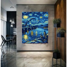 Hengam Sayılarla Boyama Kasnaklı Tablo Seti. Fırça Boya Dahil 40X50CM *to Night*