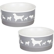 Uravas Store Bone Dry Seramik Köpek Maması ve Su Kasesi Seti, Çıkarılabilir Kaymaz Halka Taban, Mikrodalga ve Bu