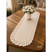 Şah Textile Design Sık Fırfırlı Duck Keten Runner , Konsol Örtüsü 30X80