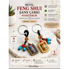 WoodBay Metal Feng Shui Şans Çarkı Anahtarlık YGZ13 Model | 9 cm | Döner Dua Çarkı Tasarımlı Dekoratif Anahtarlık