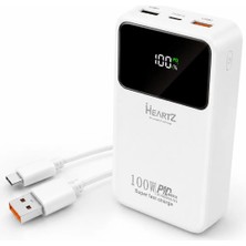 Heartz 20000MAH 100W Süper Hızlı Şarj Destekli Powerbank Pd 27W Taşınabilir Taşınabilir Şarj Cihazı Dijital Göstergeli