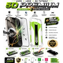 Biemtek iPhone 13/13 PRO/14/16E/17E Uyumlu 5d Takma Aparatlı Kolay Uygulama Siyah Çerçeveli Tam Kapatan Kırılmaz Cam Ekran Koruyucu