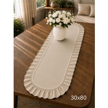 Şah Textile Design Sık Fırfırlı Duck Keten Runner , Konsol Örtüsü 30X80
