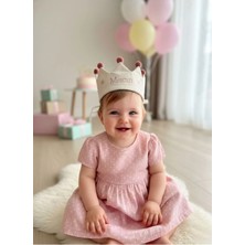 Fiyonka Doğum Günü Tacı - Kız Bebek Doğum Günü Şapkası - Rose Gold Ponpon Parti Tacı