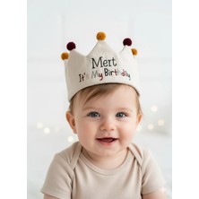 Fiyonka Kişiye Özel Isimli Doğum Günü Tacı - It's My Birthday Doğum Günü Şapkası - Hardal & Bordo Ponponlu