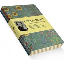 Retronote Portraits Landscapes Series - A5, Gustav Klimt 4'lü Defter Seti Iı, Çizgisiz, Toplam 256 Sayfa, Her
