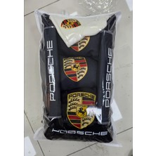 Şimika Siyah Porsche Süper Set Dörtlü Servis Kılıfı + Ikili Yastık ve Kemer Kılıfı +Vites Poları