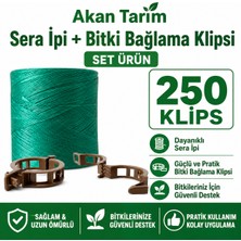 Akan Tarım Sera Bitki Bağlama ve Sabitleme Seti - Sera Ipi + 250 Adet Fide Klipsi
