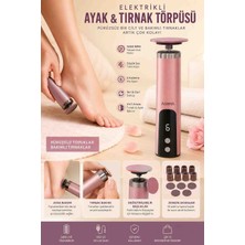 Abrax Tech Şarjlı Elektrikli Ayak ve Tırnak Törpüsü | 6 Kademeli Hız | 2'si 1 Arada Pedikür Cihazı | Topuk Nasır Temizleyici | USB Şarjlı
