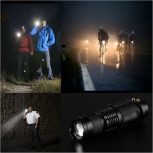 Uravas Store Km-87 Polis Tipi Zoomlu Şarjlı Metal Dağ Kamp Cep Feneri Cree LED 2300 Lumens