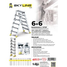 Skyline 6+6 Basamaklı Çift Taraflı Alüminyum Merdiven