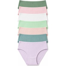 Nicoletta Kadın Külot 7 Li Paket Likralı Pamuklu Fitilli Kaşkorse Mixcolor