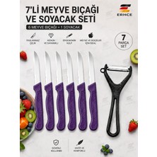 ERHCE Mor 6'lı Tırtıklı Meyve Bıçağı ve Sebze Soyacağı 7'li Set Solingen