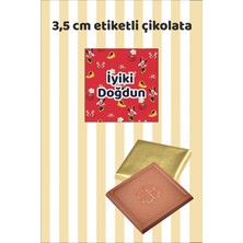 Sinek Kupası Tasarım Minnie Mouse Kız Happy Birthday Etiketli Hediyelik Madlen Doğum Günü Çikolatası 20 Adet