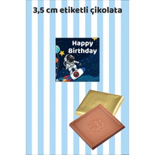 Sinek Kupası Tasarım Uzay Happy Birthday Etiketli Hediyelik Madlen Doğum Günü Çikolatası 20 Adet