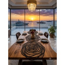 Yalıns Home Rose Lüx Runner Nakış Simli Dekoretif 140X45CM