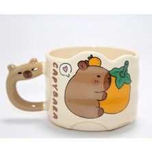 Drop Tedarik Capybara Figürlü Yayvan Formlu Porselen Kupa Bardak ALK5044