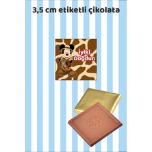 Sinek Kupası Tasarım Mickey Mouse Safari Happy Birthday Etiketli Erkek Hediyelik Madlen Doğum Günü Çikolatası 20 Adet