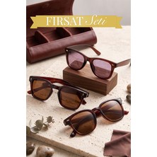 Lozzo 3lü Fırsat Seti Unisex UV400 Koruma Kahverengi Güneş Gözlü