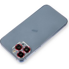 Bezos iPhone 12 Pro Metal Kamera Lens Koruma Cam - Kırmızı