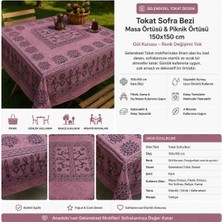 Öztürk Konsept Tokat Sofra Bezi 150X150 cm Geleneksel Desenli Masa Örtüsü Piknik Sofrası Çok Amaçlı Örtü Gül Kurusu