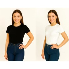 İngegno Body Bisiklet Yaka Yarım Kol Örme Kumaş Viskon Body Kadın