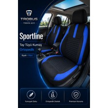 Trobus Hyundai Bayon 2021 Sonrası Uyumlu Sportline Serisi Siyah Mavi Ortopedik Tay Tüyü Koltuk Kılıfı