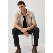Mavi Kısa Kollu Bej (TENCEL™) Modal Karışımlı Gömlek 0211517-82393