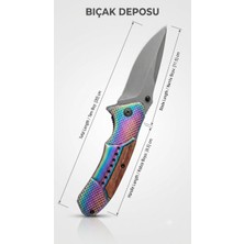 Bıçak Deposu Ramazan Rainbow Katlanır Çakı Ahşap Detaylı Kamp, Doğa ve Av Bıçağı 20 cm