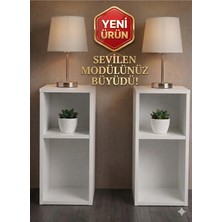 Sally Home Modern 2'li Extra Büyük Komodin ve Dekoratif Raf Seti – Mat Beyaz
