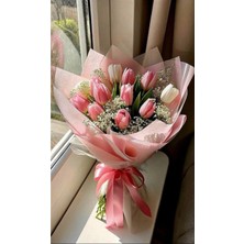 Sally Home Premium Sevgiliye ve Arkadaşa Hediye, Pembe Lale Buketi, Islak Solmayan Lale 11 Adet