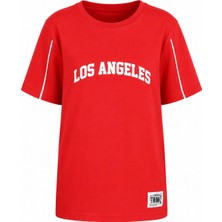 Trender Los Angeles Biyeli Kısa Kol O Yaka Kırmızı Erkek Çocuk T-Shirt 26YDT1000061