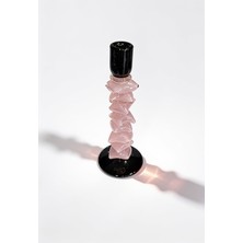 Hann Dekor Ithal Slıce Cam Şamdan Pembe Büyük 33 cm
