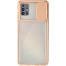 Uravas Store Samsung Galaxy A71 Kılıf Palm Buzlu Kamera Sürgülü Silikon - Pembe