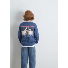 Mavi Baskılı Mavi Sweatshirt 6S10128-86702