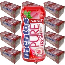 Mentos Pure Fresh Çilek Aromalı Şekersiz Tatlandırıcılı Draje Sakız 30 gr x 12 Adet