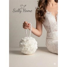 Sally Home Premium Luxury Bridal & Home Series Incili Gül Topu Gelin Buketi Gelin Çiçeği