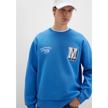 Mavi M Logo Nakış Detaylı Mavi Sweatshirt 0S10492-81330