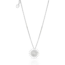 Oya Silver Minimal Zirkon Taşlı Gümüş Güneş Kolyesi 1.5x1.5cm [OYOT387]