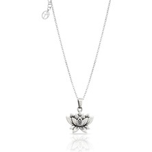 Oya Silver Karartma Gümüş Lotus Çiçeği Kolye 2x1.5cm [OYOT394]