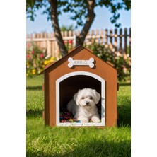 Empressco Ahşap Köpek Evi ve Minder, Şık ve Konforlu Tasarım, Ceviz Renk