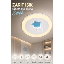 Elvora Home Modern (Premium) 3 Renkli Ledli 100W Tavan Plafonyer Avizesi Yıldız Desenli 50 cm Çocuk Odası Avizesi