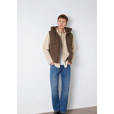 Mavi Mavi Jeans Detaylı Kapüşonlu Kahverengi Şişme Yelek 0110759-71541